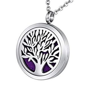 HOUSWEETY Aromatherapy Oil Necklace Tree of Life